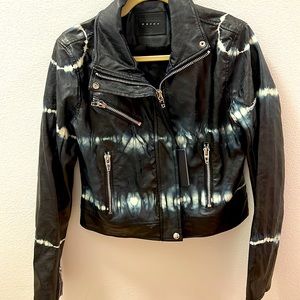 Blank NYC vegan leather tie dye Moto Jacket